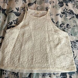 Monteau Cream Lace Camisole Crop Top - Sz L